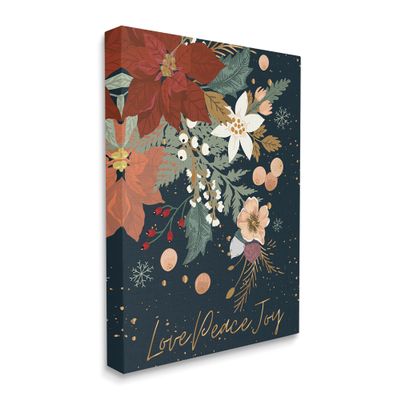 Stupell Industries Love Peace Joy Winter Florals Seasonal Sentiment