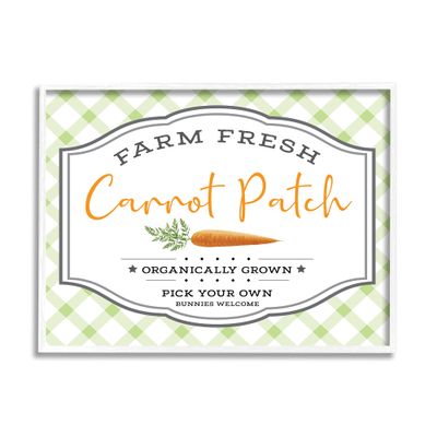 Stupell Industries Farm Fresh Carrot Patch Country Sign Green Plaid