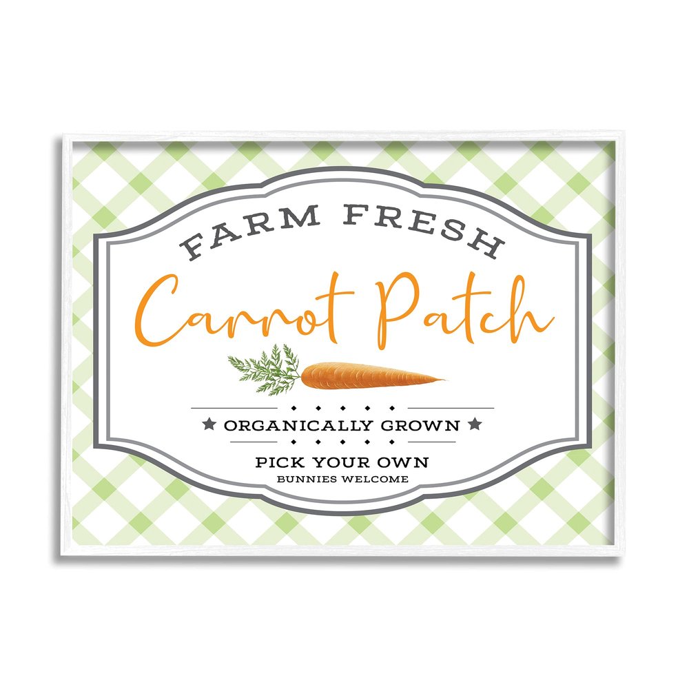 Stupell Industries Farm Fresh Carrot Patch Country Sign Green Plaid