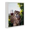 Stupell Industries Horned Owl Drinking Red Wine Vineyard Bird, Designed by Lucia Heffernan White Framed Wall Art, Green view 3