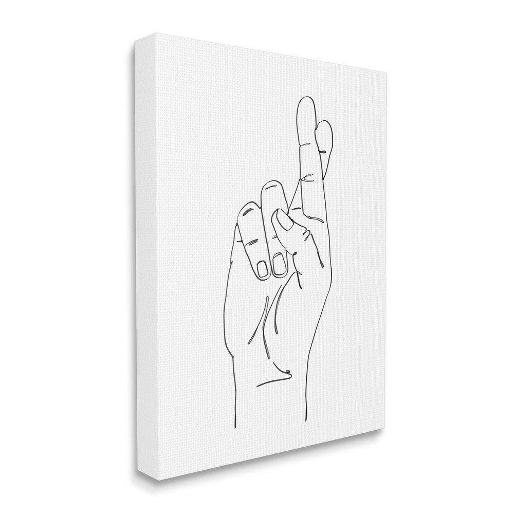 Stupell Industries Hand with Fingers Crossed Minimal Line Drawing