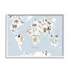 Stupell Industries Children's Animal World Map Playful Illustration Light Blue view 1