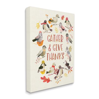 Stupell Industries Gather Give Thanks Acknowledgement Adorable Autumn Birds