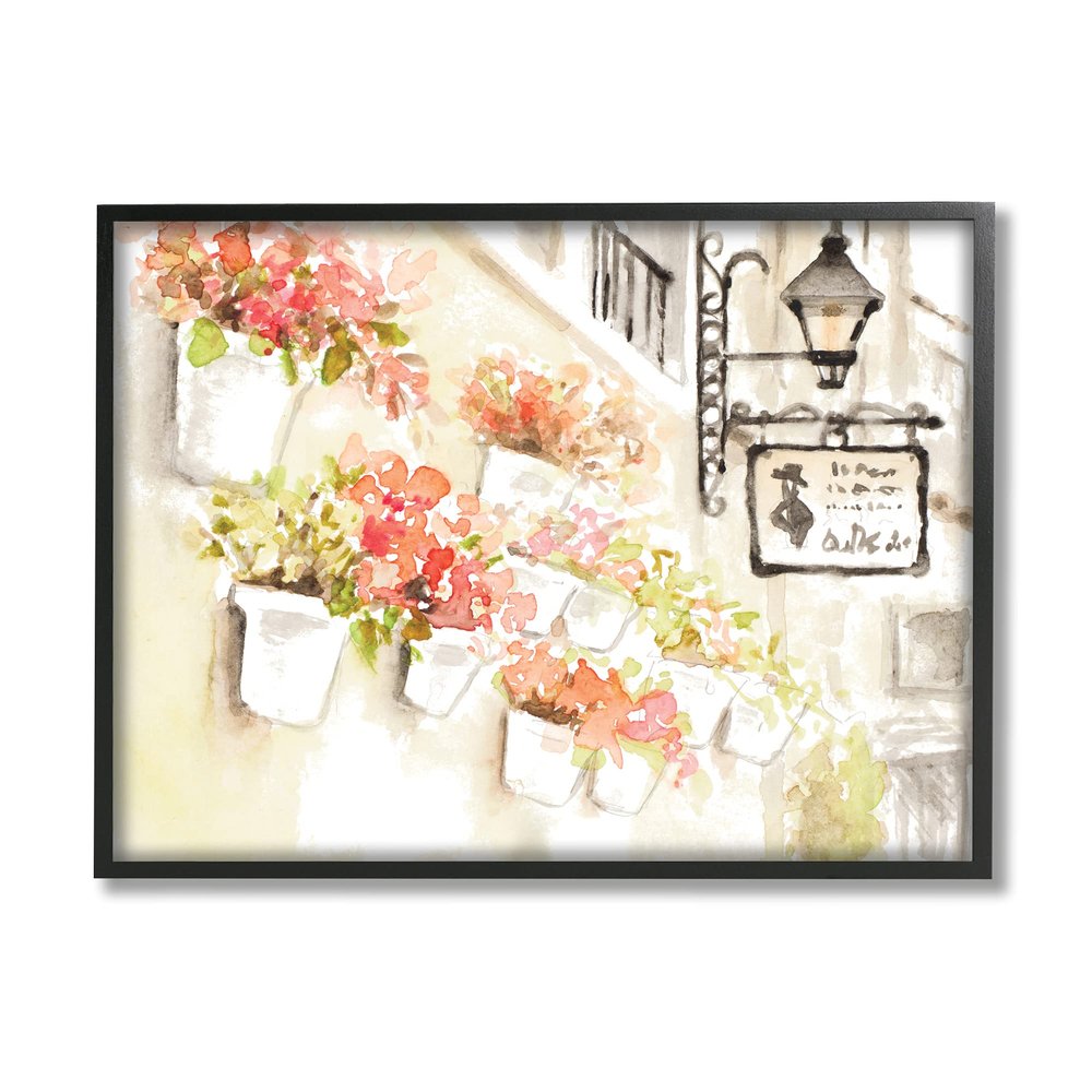 Impressionistic Potted Flowers Soft Parisian City Street