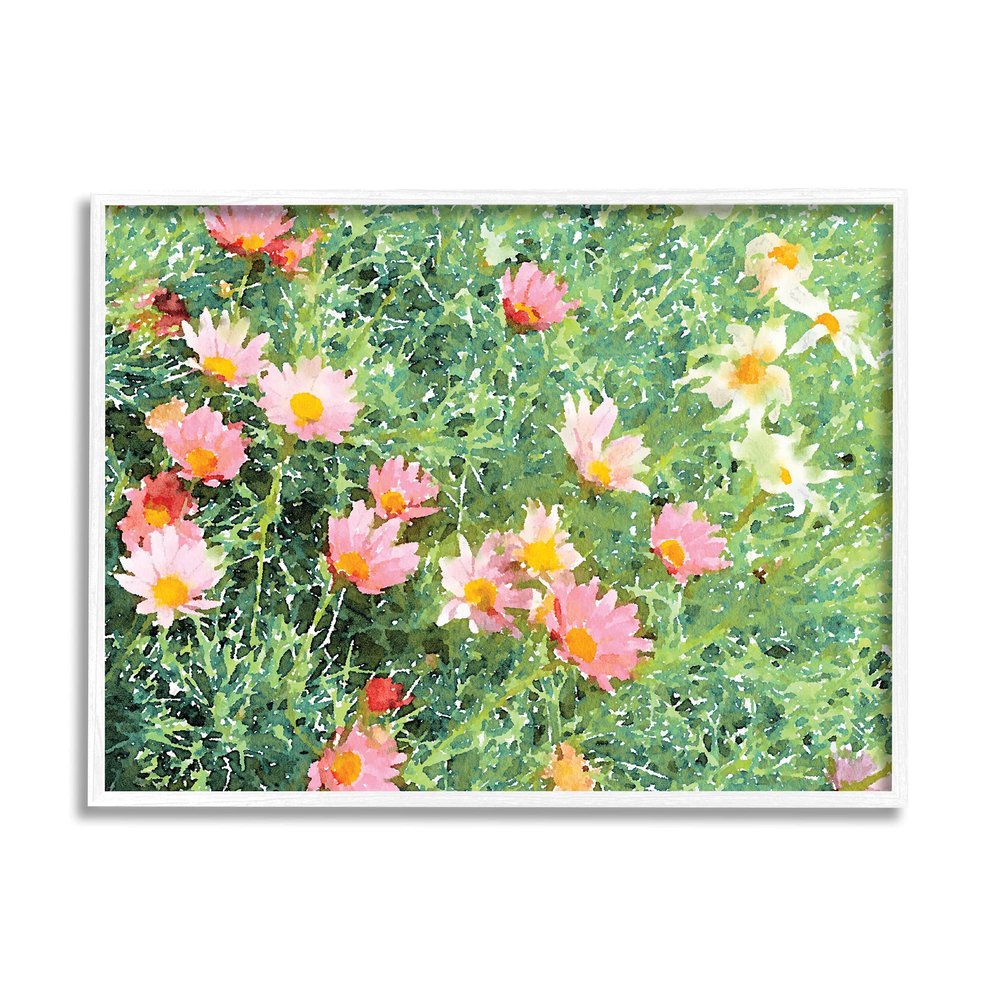 Stupell Industries Impressionistic Pink Carnations in Green Field