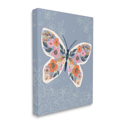 Stupell Industries Floral Pattern Butterfly Wings Spring Bloom Insect