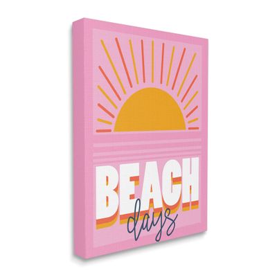 Stupell Industries Beach Days Quote Rising Sun Ray Horizon Pink