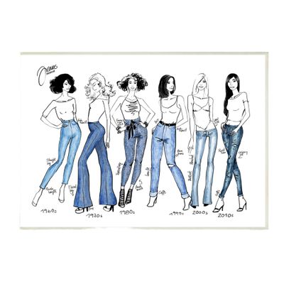 Stupell Industries Denim by Decades Female Fashion Jeans Blue, Designed by BlursByAI Wall Plaque