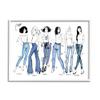 Stupell Industries Denim by Decades Female Fashion Jeans Blue, Designed by BlursByAI White Framed Wall Art view 1