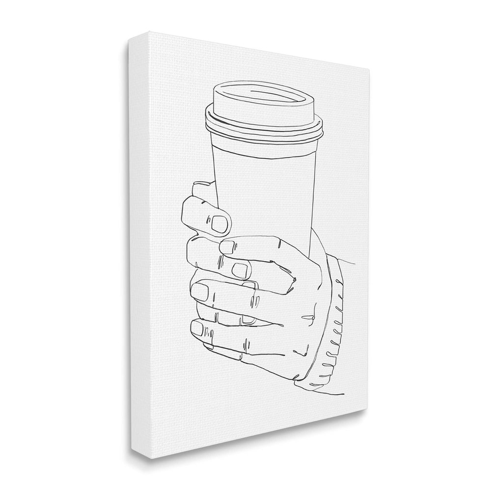 Stupell Industries Firm Hands on Coffee Cup Minimal Line Drawing