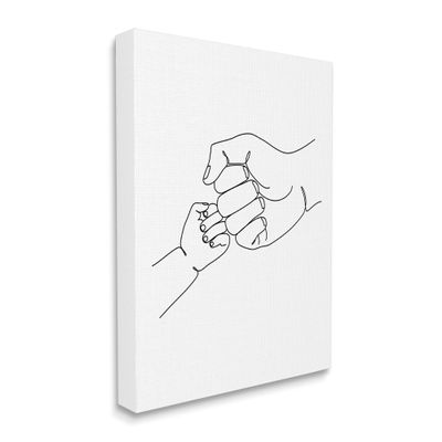 Stupell Industries Fist Bump Family Hands Minimal Line Drawing, Designed by JJ Design House LLC Canvas Wall Art, Black