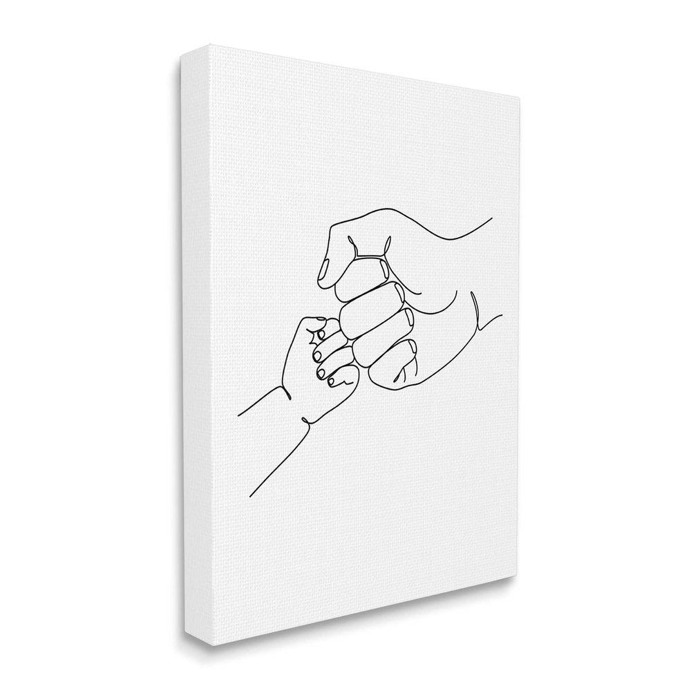 Stupell Industries Fist Bump Family Hands Minimal Line Drawing, Designed by JJ Design House LLC Canvas Wall Art, Black
