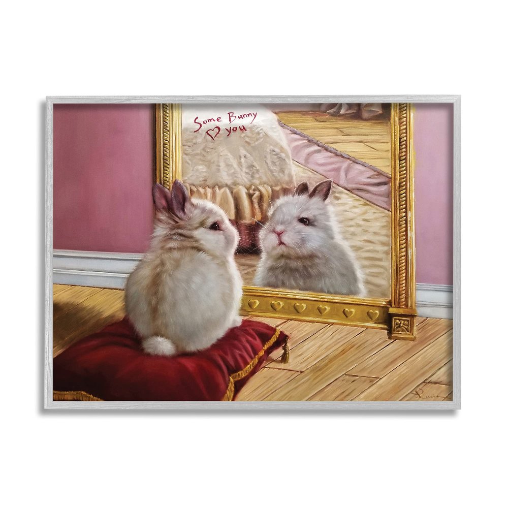 Stupell Industries Some Bunny Loves You Adorable Rabbit in Mirror