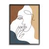 Stupell Industries Female Portrait Line Drawing Between Abstract Shapes, Designed by JJ Design House LLC Black Framed Wall Art, Brown view 1