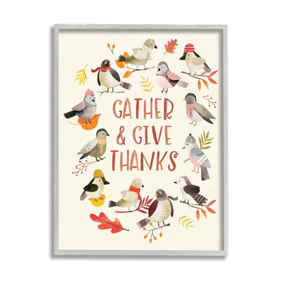 Stupell Industries Gather Give Thanks Acknowledgement Adorable Autumn Birds