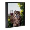 Stupell Industries Horned Owl Drinking Red Wine Vineyard Bird, Designed by Lucia Heffernan Black Framed Wall Art, Green view 3
