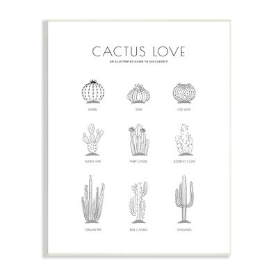 Stupell Industries Illustrated Guide to Succulents Minimal Modern Cactus Plant