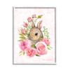 Stupell Industries Cute Bunny Rabbit Pink Blooming Rose Flowers view 1