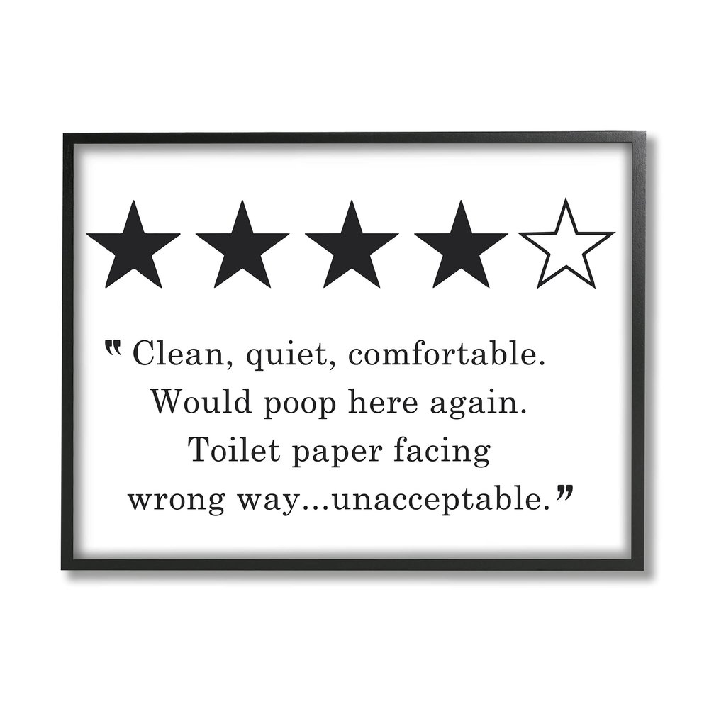 'Four Star Bathroom Review Funny Toilet Paper'| Framed Giclee Art