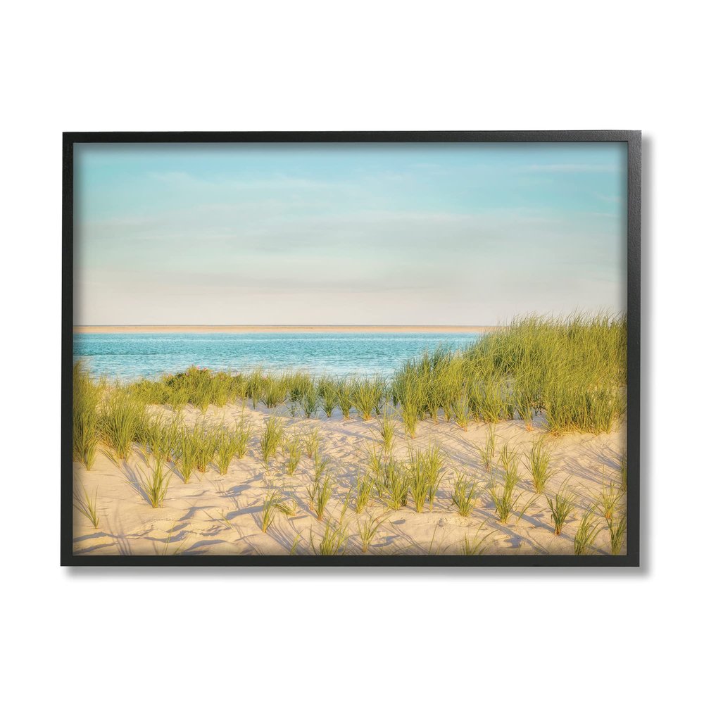 Stupell Industries Tall Grass Sand Dunes Nautical Beach Landscape, Designed by Brooke T. Ryan Black Framed Wall Art, Blue