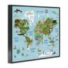 Stupell Industries Kid's Animal World Map Favorite Regional Wildlife, Designed by Lisa Whitebutton Black Framed Wall Art, Blue view 3