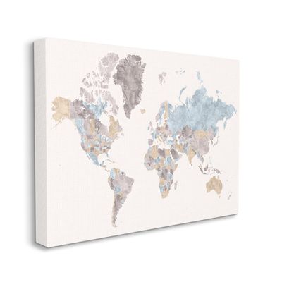 Stupell Industries World Map with Borders Contrasting Regional Tones