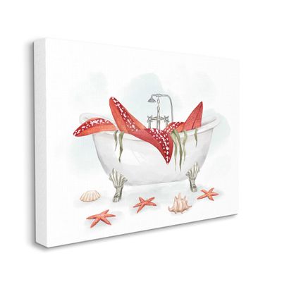 Stupell Industries Large Red Starfish Ocean Inspired Claw Bath Tub