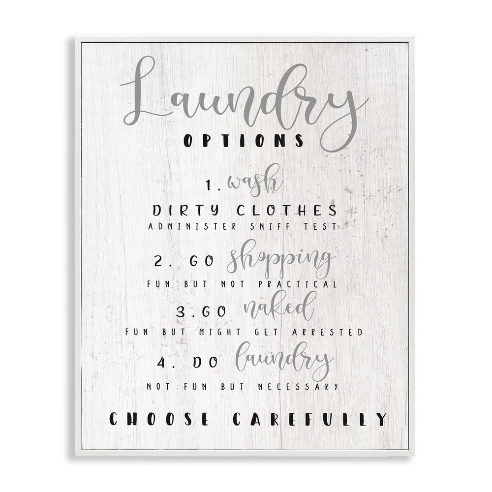 Laundry Humor Wash or Go Naked, 24 x 30 Inch Framed Gicle Print