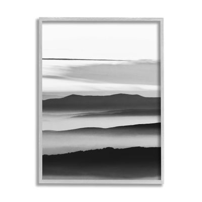 Stupell Industries Misty Clouds Eerie Mountain Landscape Black, Designed by Design Fabrikken Gray Framed Wall Art, Grey