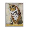 Stupell Industries Resting Jungle Tiger Over Abstract Patterns, Designed by Jenny McGee Gray Framed Wall Art, Beige view 1