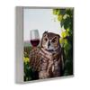 Stupell Industries Horned Owl Drinking Red Wine Vineyard Bird, Designed by Lucia Heffernan Gray Framed Wall Art, Green view 3