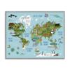 Stupell Industries Kid's Animal World Map Favorite Regional Wildlife, Designed by Lisa Whitebutton Gray Framed Wall Art, Blue view 1
