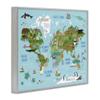 Stupell Industries Kid's Animal World Map Favorite Regional Wildlife, Designed by Lisa Whitebutton Gray Framed Wall Art, Blue view 3