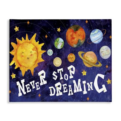 Stupell Industries Never Stop Dreaming Sentiments Happy Face Solar System, Designed by ND Canvas Wall Art, Purple