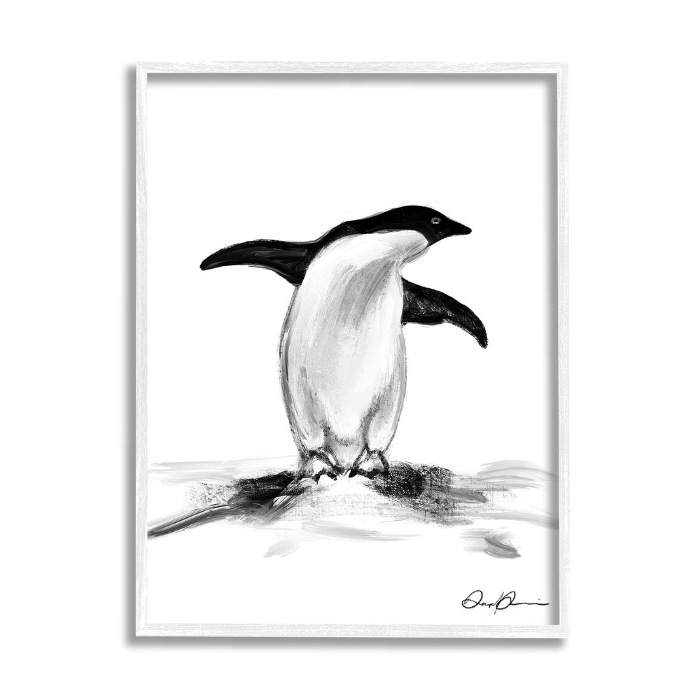 Stupell Industries Adorable Penguin On Snow Mound Arctic Tuxedo Bird