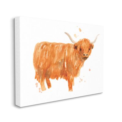 Stupell Industries Highland Cattle Whimsical Orange Farm Animal Yak