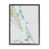 Stupell Industries Outer Banks North Carolina Cartography Nautical Map, Designed by Daphne Polselli Black Framed Wall Art, Grey view 1