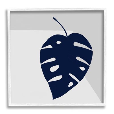 Stupell Industries Tropical Monstera Blue Silhouette Sharp Gray Angles