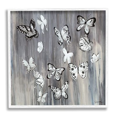 Stupell Industries Rustic Monochromatic Patterned Butterflies Flying Insects