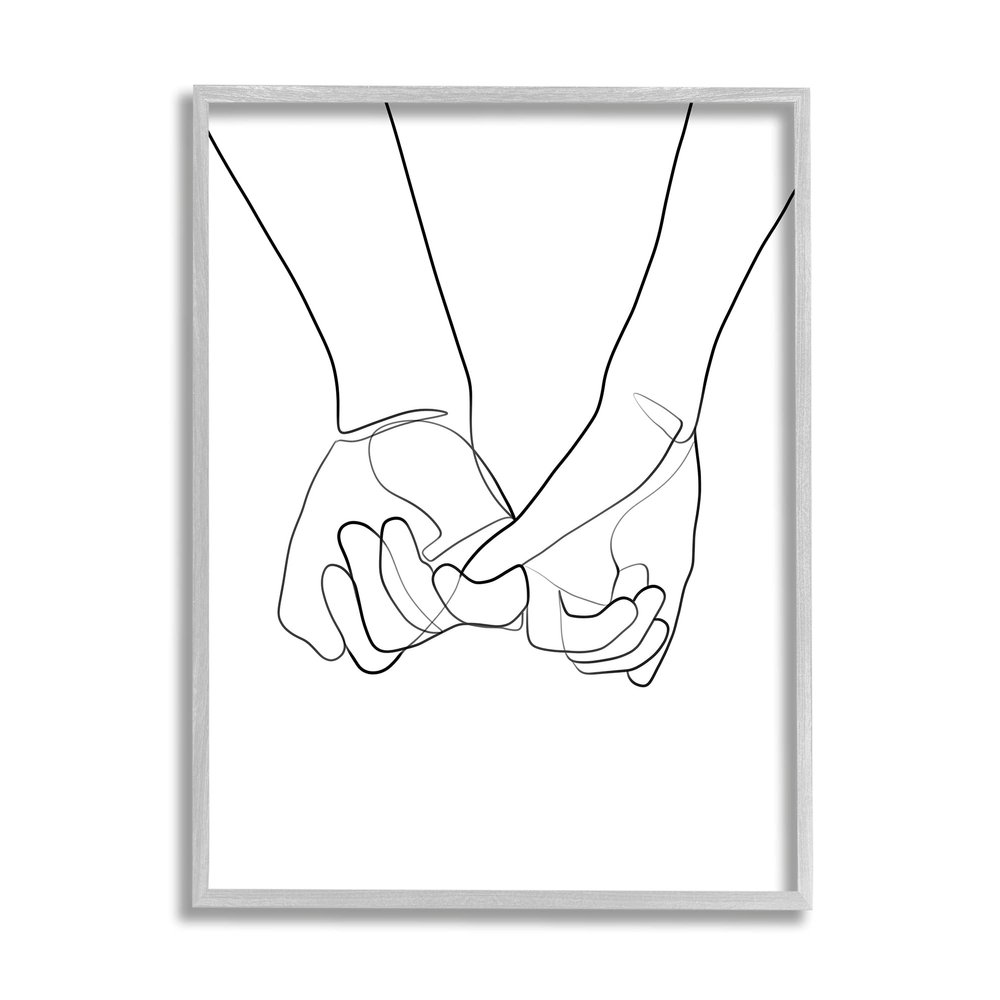 Stupell Industries Fluid Line Abstract Couple Holding Hands Black