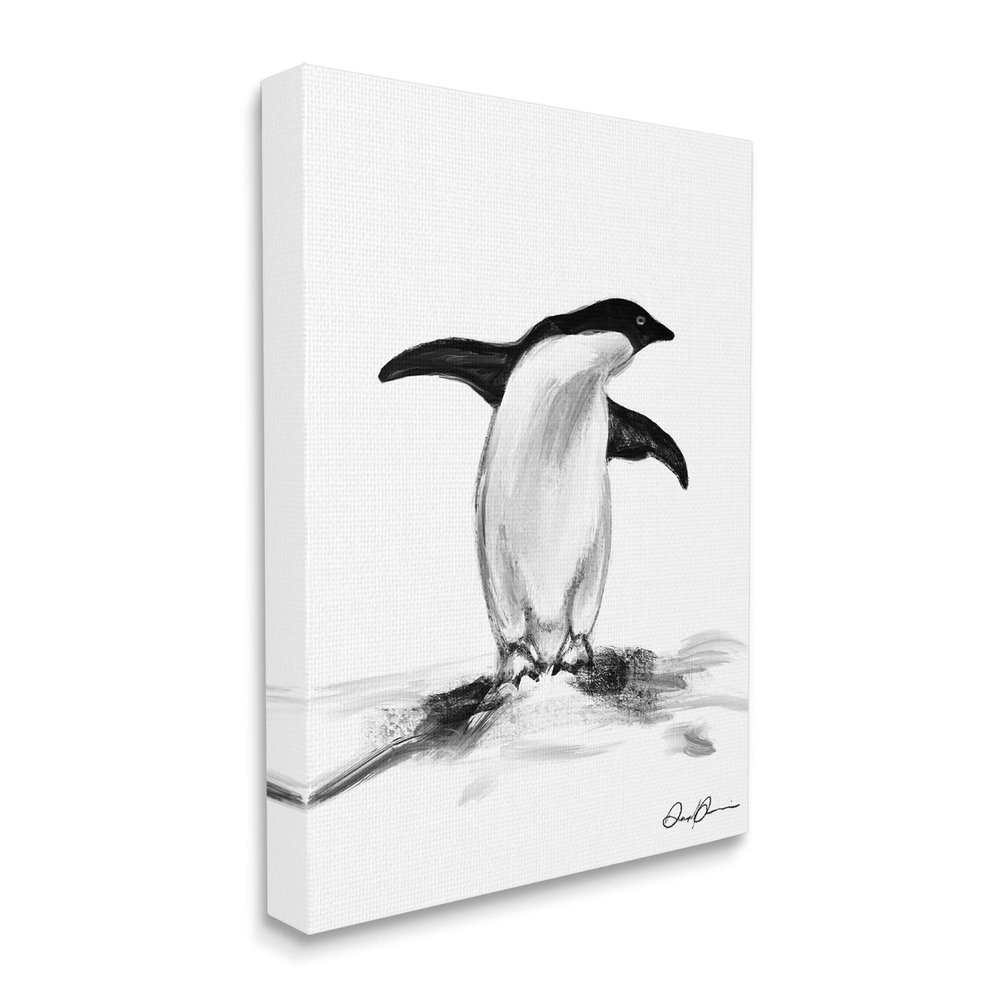 Stupell Industries Adorable Penguin On Snow Mound Arctic Tuxedo Bird