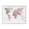 Stupell Industries World Map Patterned Waters Monochromatic Pink Regions view 1
