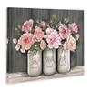 Stupell Industries Blossoming Pink Rose Bouquets Rustic Country Jars, Designed by Ziwei Li Canvas Wall Art, Grey view 3