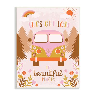 Stupell Industries Let's Get Lost Phrase Adventure Peace Flowers Van