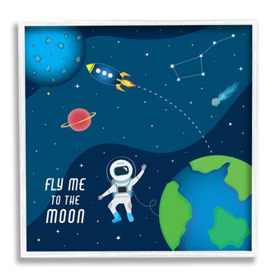 Stupell Industries Fly Me to The Moon Silly Astronaut Outer Space