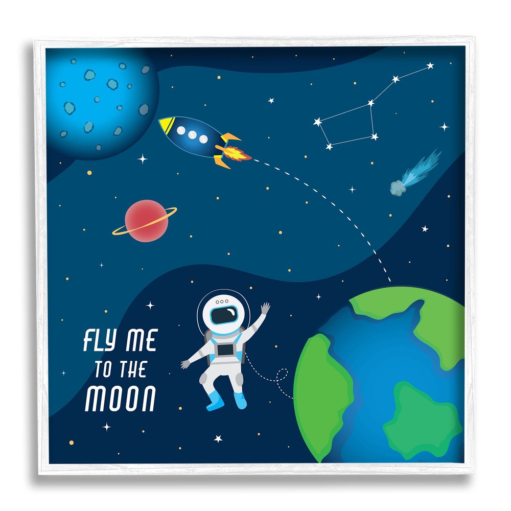 Stupell Industries Fly Me to The Moon Silly Astronaut Outer Space