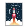 Stupell Industries Dream Big Sentiment Rocket Blast Off Starry Clouds, Designed by Elizabeth Tyndall Gray Framed Wall Art, Blue view 1