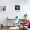 Stupell Industries Dream Big Sentiment Rocket Blast Off Starry Clouds, Designed by Elizabeth Tyndall Gray Framed Wall Art, Blue view 2