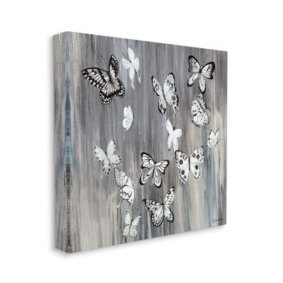 Stupell Industries Rustic Monochromatic Patterned Butterflies Flying Insects