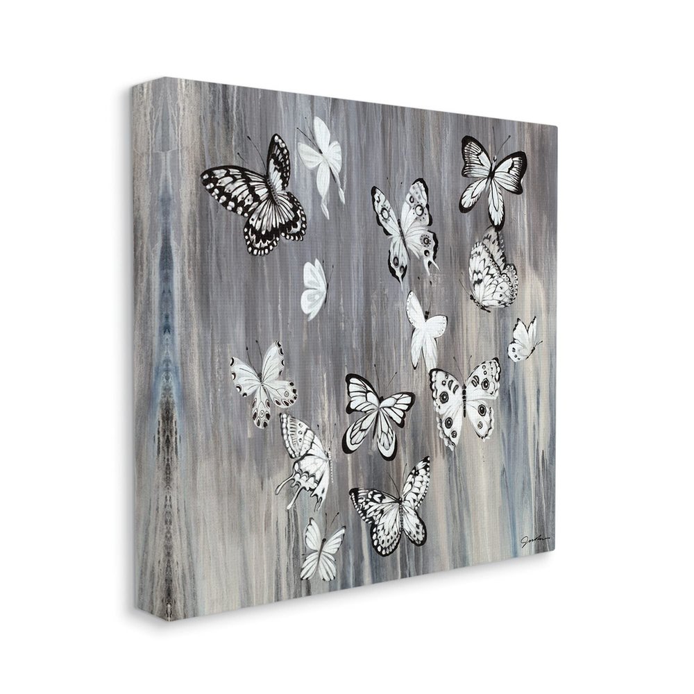 Stupell Industries Rustic Monochromatic Patterned Butterflies Flying Insects